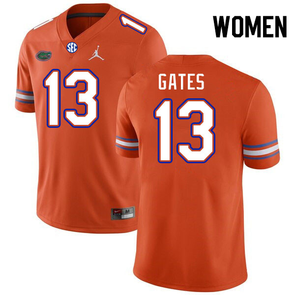 Women #13 Aaron Gates Florida Gators College Football Jerseys Stitched-Orange